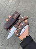 Handmade Folding Knife with Wooden Handle – EDC Pocket Knife, Camping Knife, Hunting Knife, Gift for Him, Outdoor Bushcraft Knife with Leather sheath 