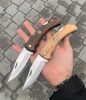 Handmade Folding Knife with Wooden Handle – EDC Pocket Knife, Camping Knife, Hunting Knife, Gift for Him, Outdoor Bushcraft Knife with Leather sheath 