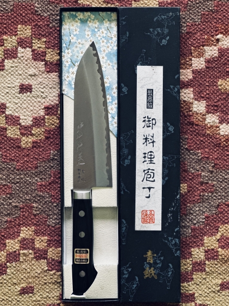 Hitohira Imojiya MZ Blue #2 SSClad Santoku 165mm