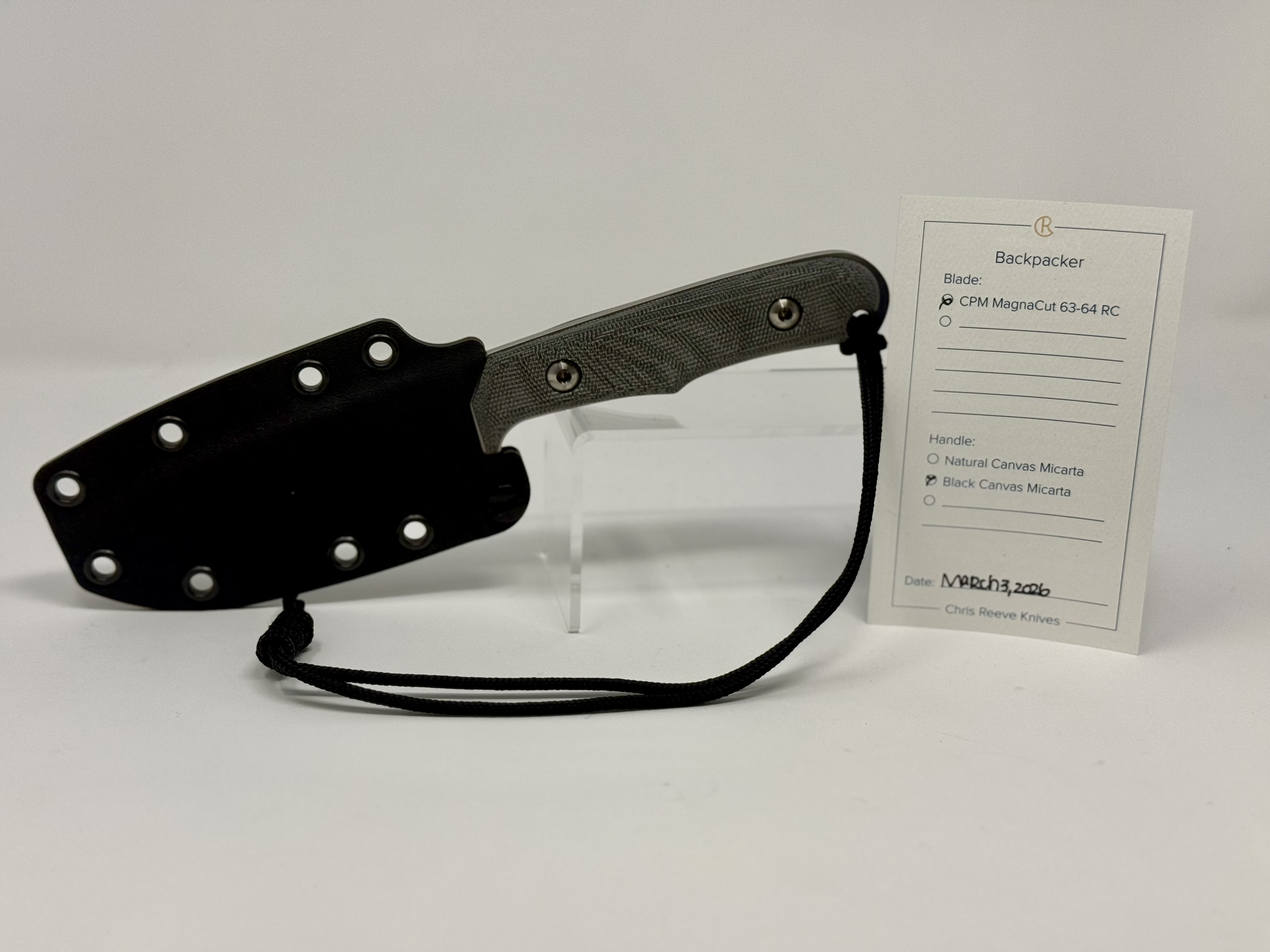 リリパット476☆B2 Class  Sovereign Chris Reeve Backpacker MagnaCut Fixed Blade - Black Micarta - BPR-1000