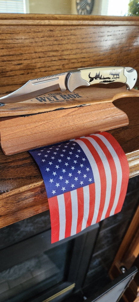 Deer lockback etched inlay#211163-DE