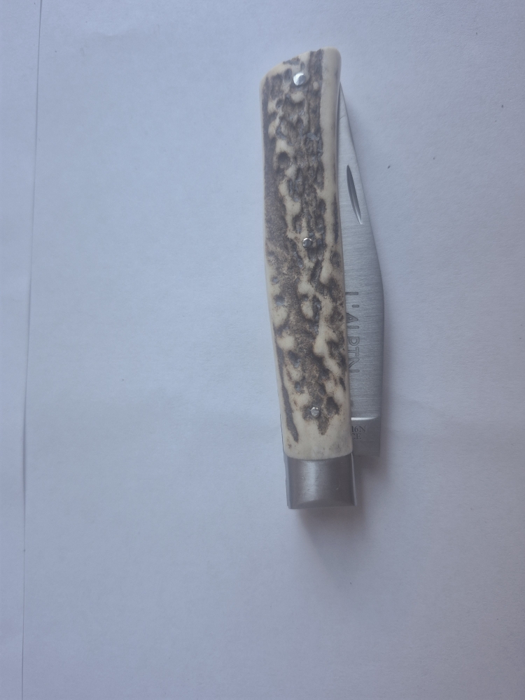 L'Alpin French Folding Knife – Deer Antler Handle – X35Cr16N Steel – Boxed