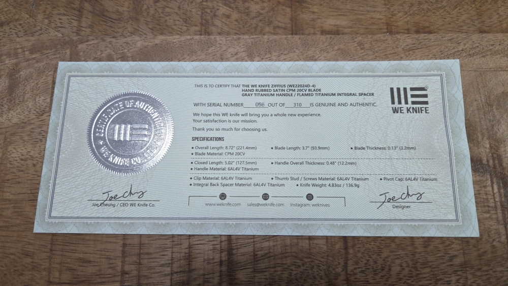 WE Knife Ziffius - Limited edition folding knife