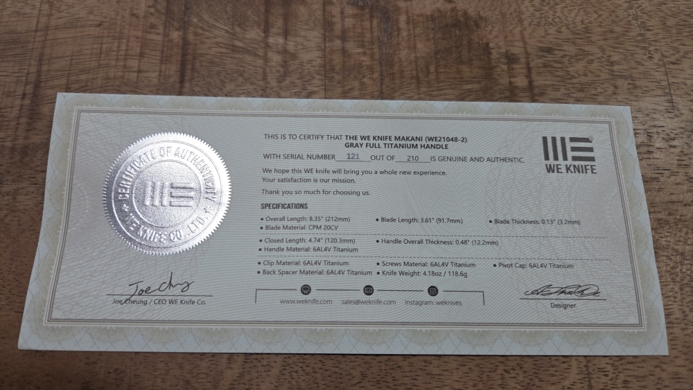 WE Knife Makani - Limited edition folding knife