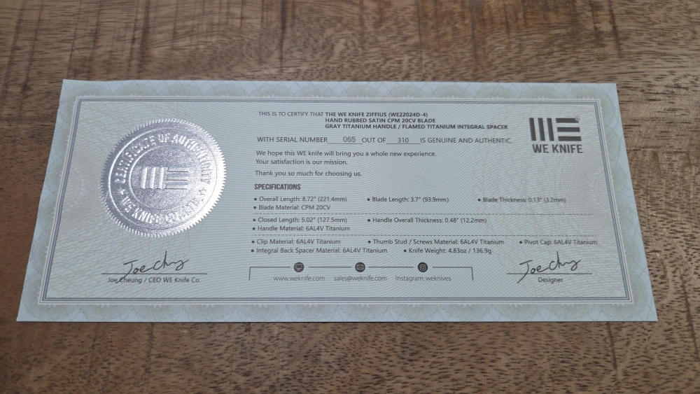 WE Knife Ziffius - Limited edition folding knife