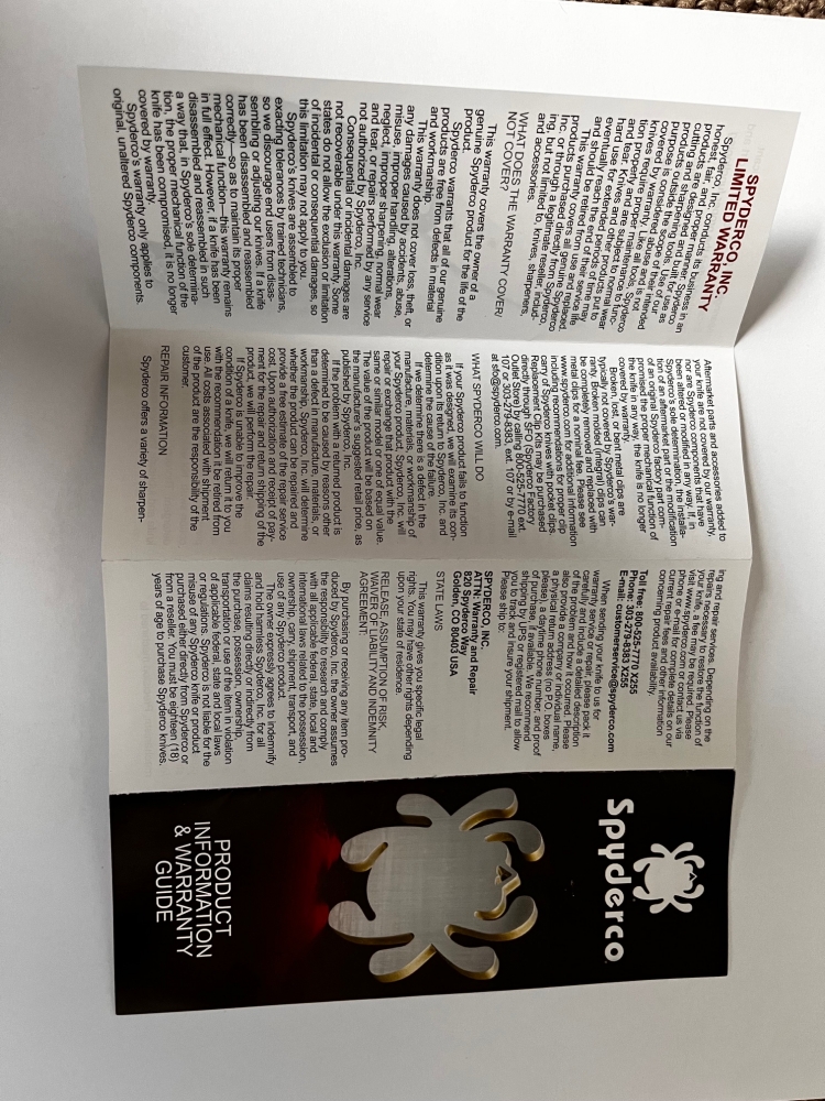 Spyderco Native Chief Sprint Run (C244GPBORE) with REX 45 blade steel and a \"Burnt Orange\" Handle Color in Excellent Condition