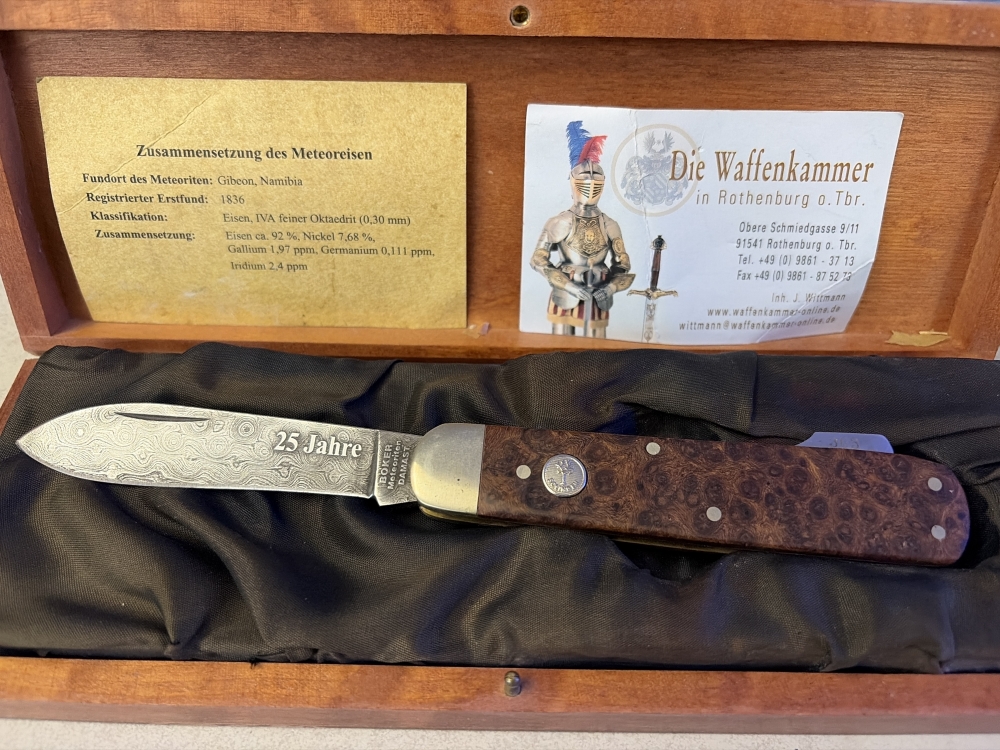 Space rocks, knife, made by Boker in Germany. Entire blade was made by metal from an asteroid. The metals content came out as perfect for aSpace rocks knife, made by Boker in Germany. Entire blade was made by metal from a asteroid. 