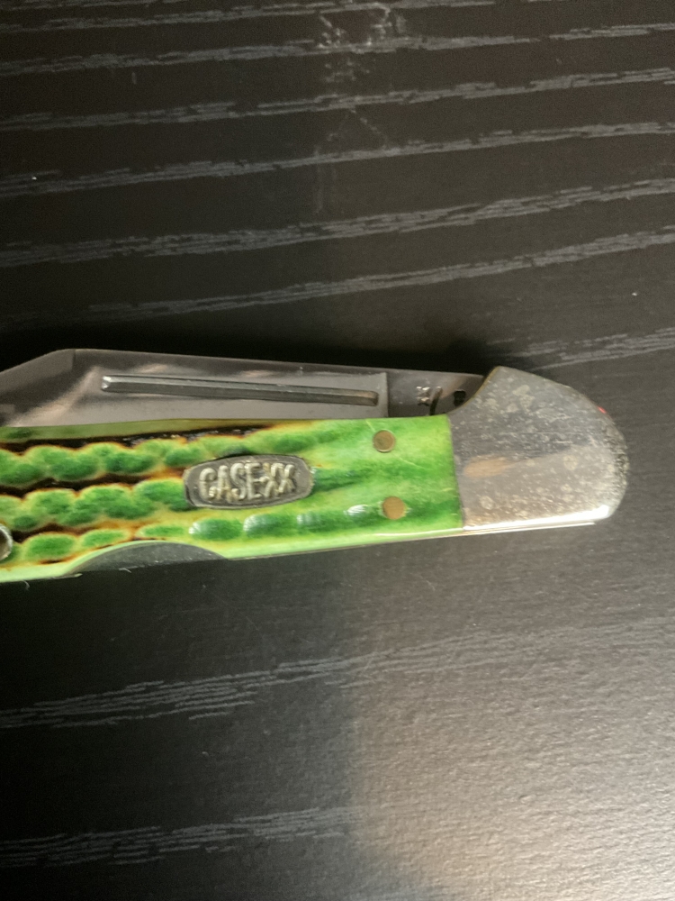 Case XX USA 1998 Lizard Skin Burnt Lite Green Bone Copperlock Knife 