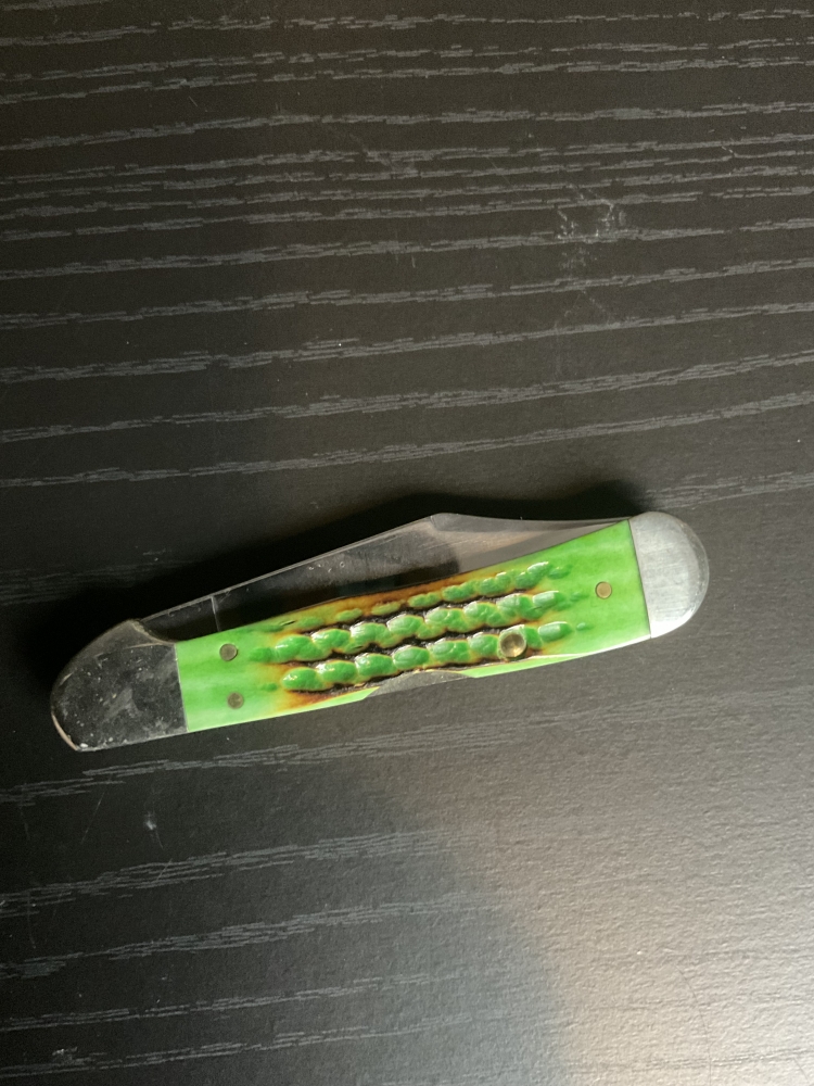 Case XX USA 1998 Lizard Skin Burnt Lite Green Bone Copperlock Knife 