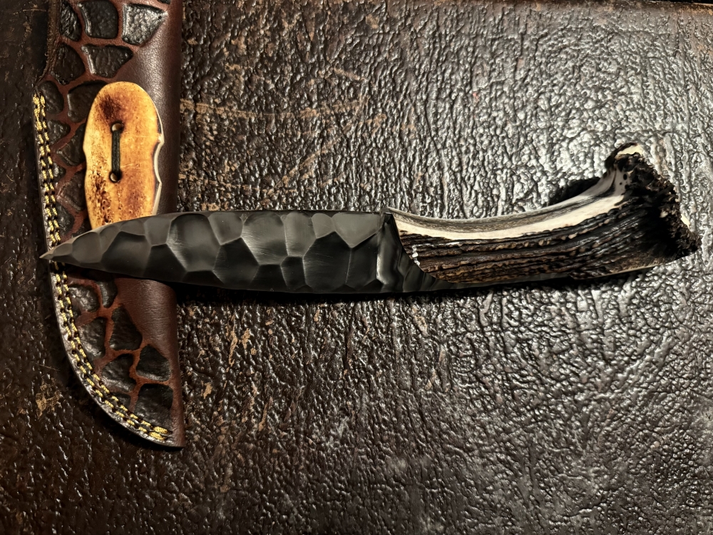 Hand forged collectible hunting knife with sheath 