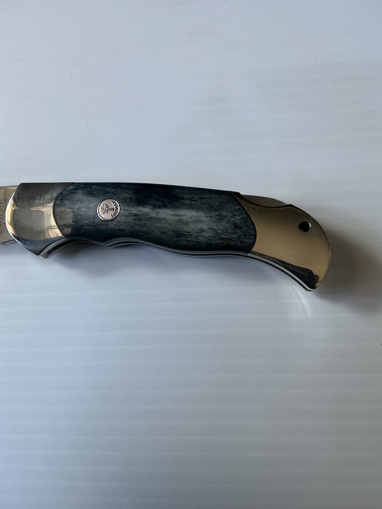 Boker Optima Pocket Knife w/exchangeable blades, an attached Bowie Blade w/ Giraffe Bone Scales stained Gray… Plus a Ceramic (exchangeable blade)