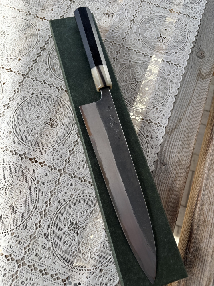 Wakui Gyuto, 240mm, kurouchi, shirogami 2, like new!!!