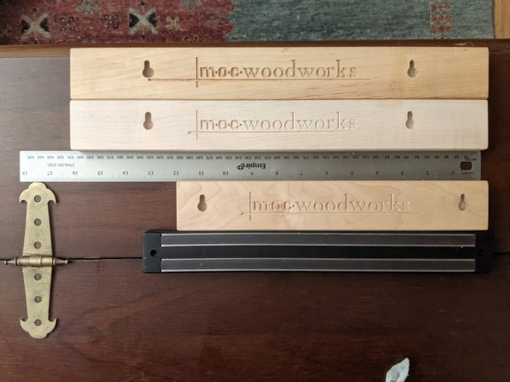 M.O.C. Woodworks, Set of Three Magnetic Knife Holders (12\", 15\", 15\") in Maple