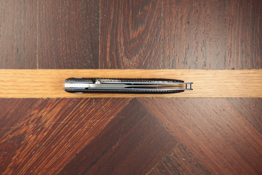 Böker Michael Walker Design Folding Knife - ATS-34, Carbon Fiber & Blue Titanium