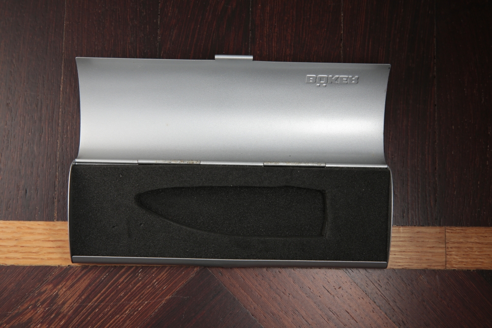 Böker Michael Walker Design Folding Knife - ATS-34, Carbon Fiber & Blue Titanium