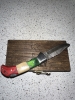 Hand Made 💯Coltello da Tasca in Acciaio Damasco - Manico Tracolore (Italia)in Legno e Osso