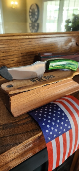 Rite Edge Farmers Choice green Wood handle with leather sheath 