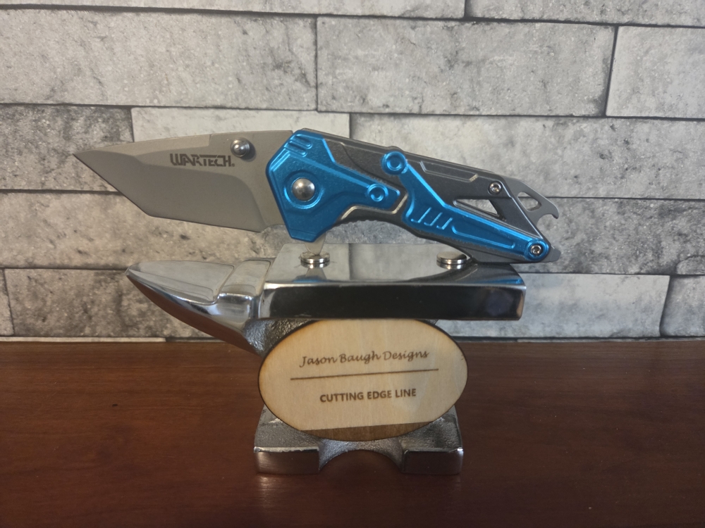 Wartech Blue Tanto Folding Knife - Tactical Pocket Utility Folder - BNIB
