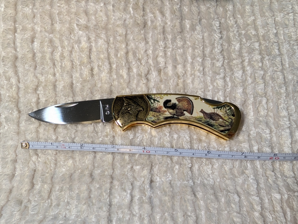 Franklin Mint Wild Bird Grouse Folding Knife 