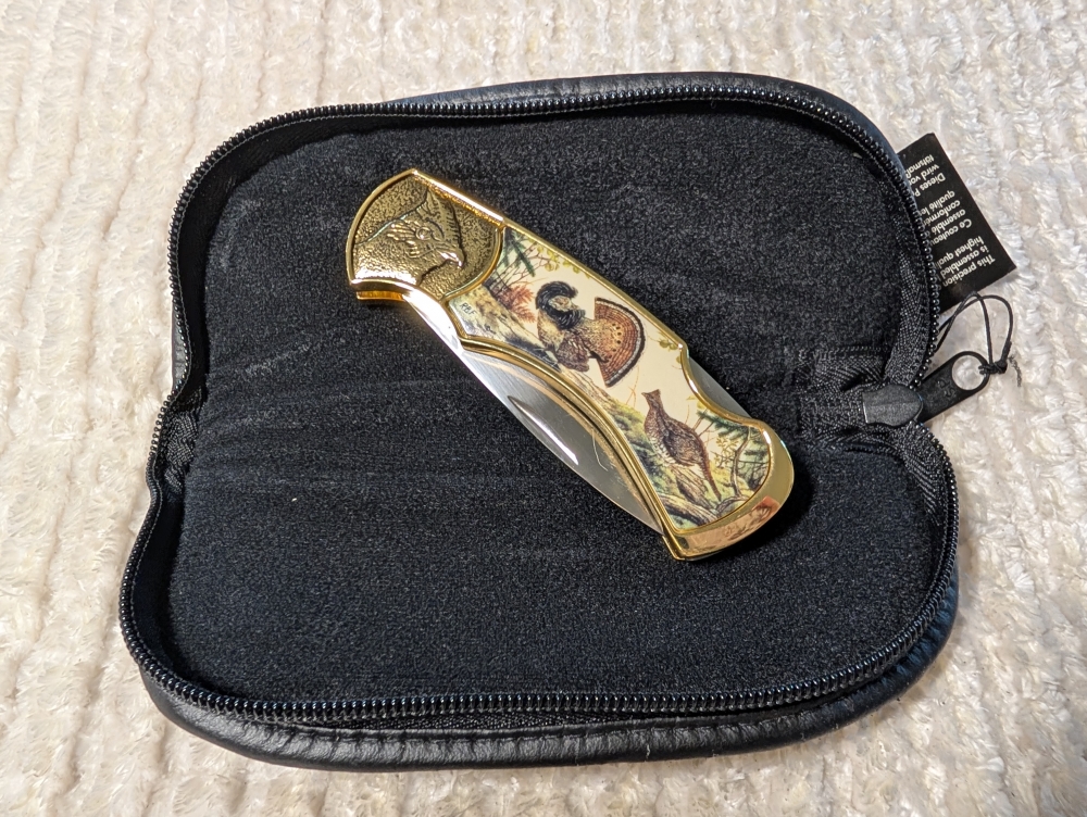 Franklin Mint Wild Bird Grouse Folding Knife 