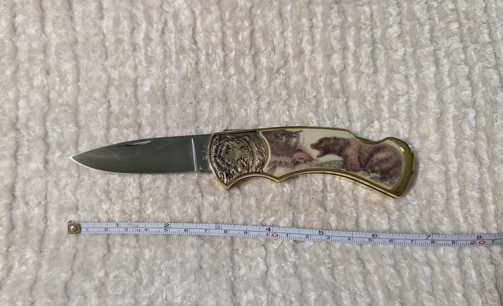 Franklin Mint Grizzly Bear Folding Knife 
