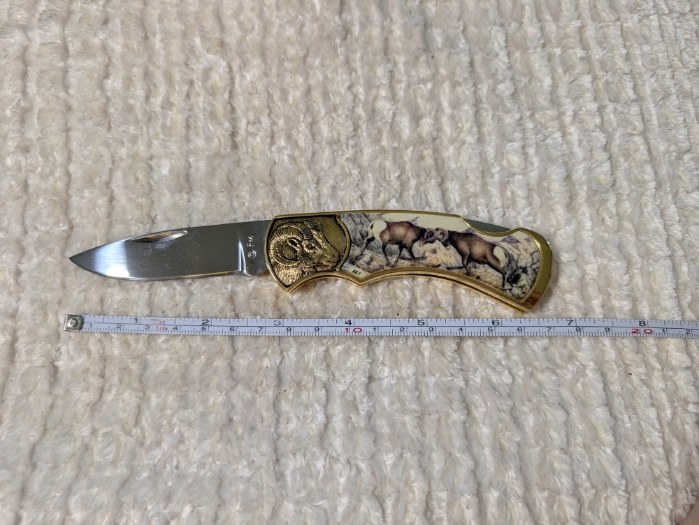 Franklin Mint Big Horn Ram Folding Knife 