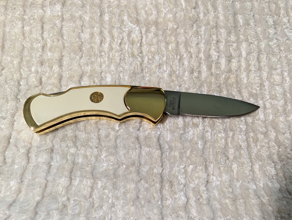 Franklin Mint Caribou Elk Folding Knife 