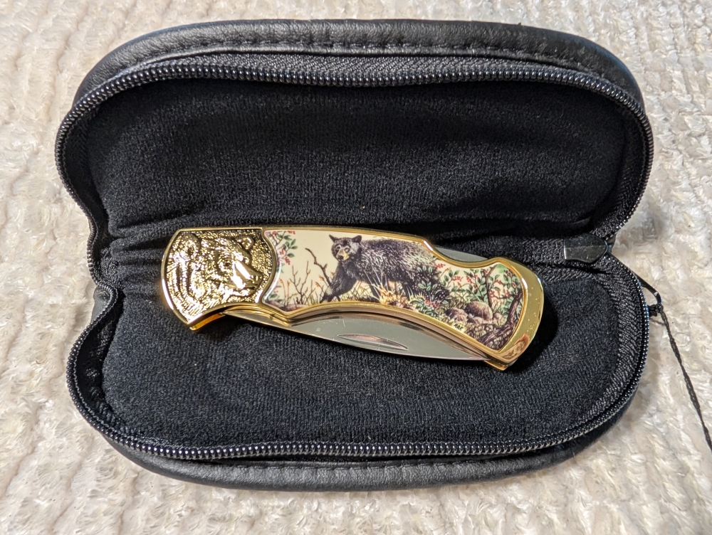 Franklin Mint Black Bear Folding Knife 