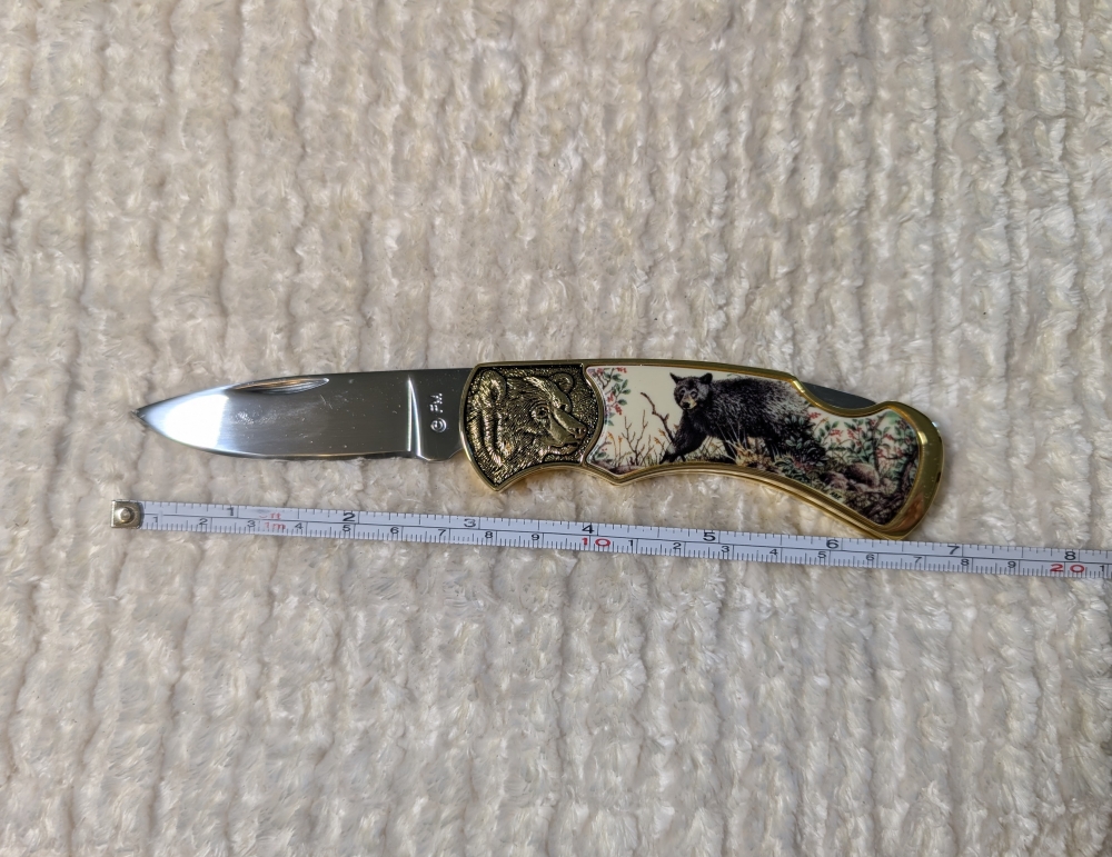 Franklin Mint Black Bear Folding Knife 