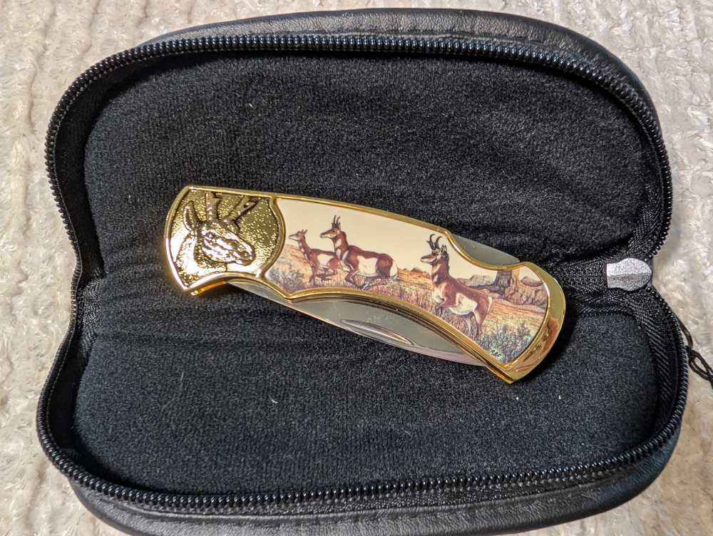 Franklin Mint Caribou Folding Knife 