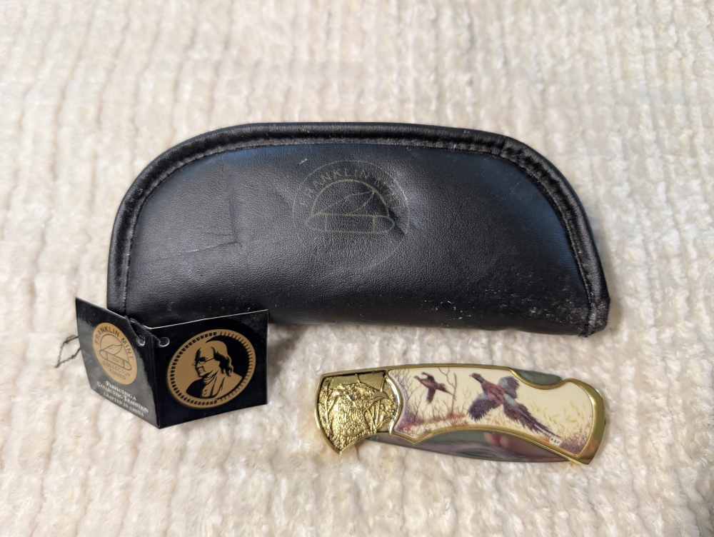 Franklin Mint Wild Bird Pheasant Folding Knife 