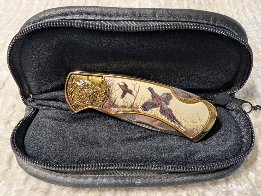 Franklin Mint Wild Bird Pheasant Folding Knife 