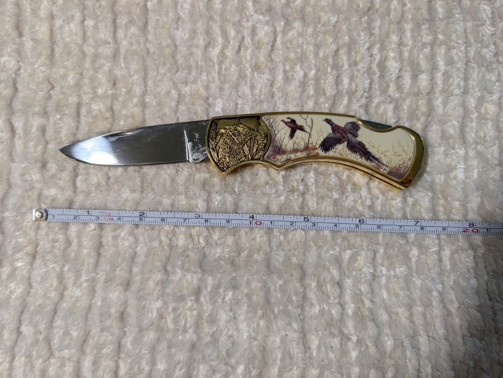 Franklin Mint Wild Bird Pheasant Folding Knife 