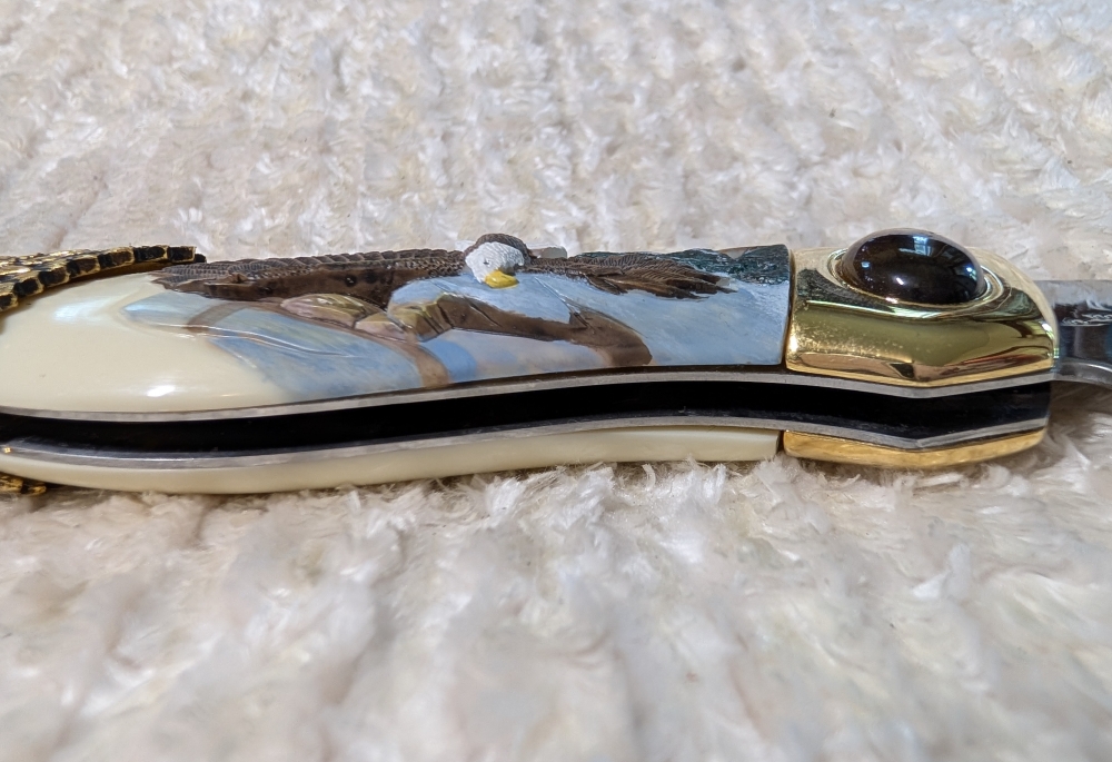 Franklin Mint Tiger Eye Eagle Folding Knife 