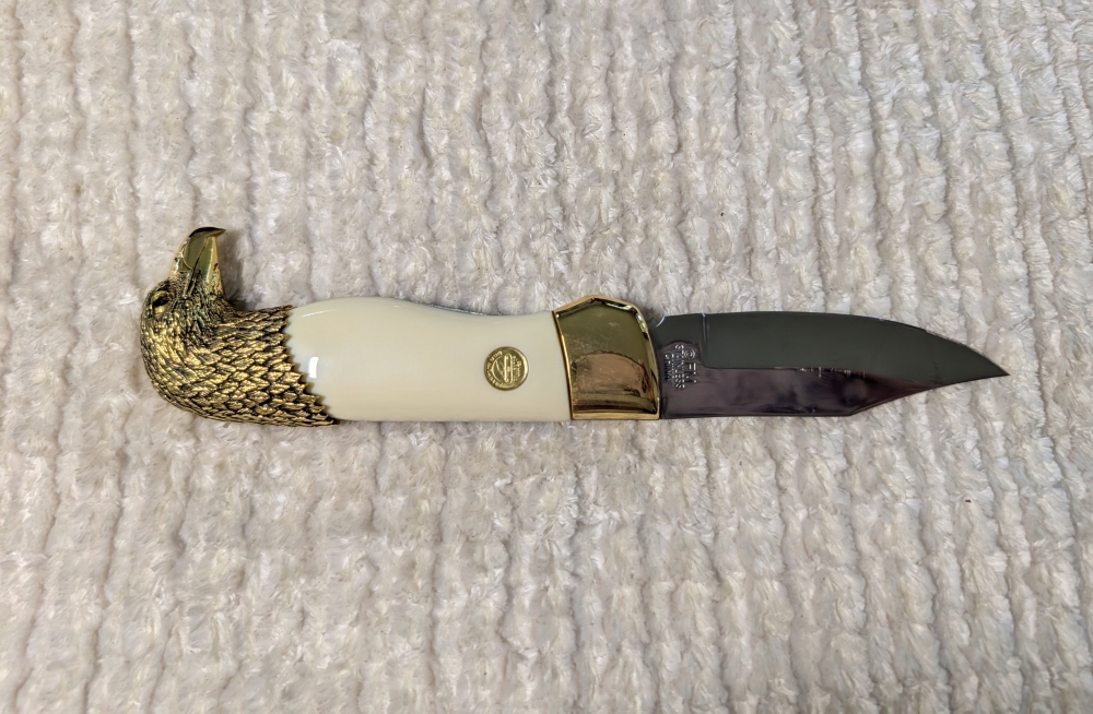 Franklin Mint Tiger Eye Eagle Folding Knife 