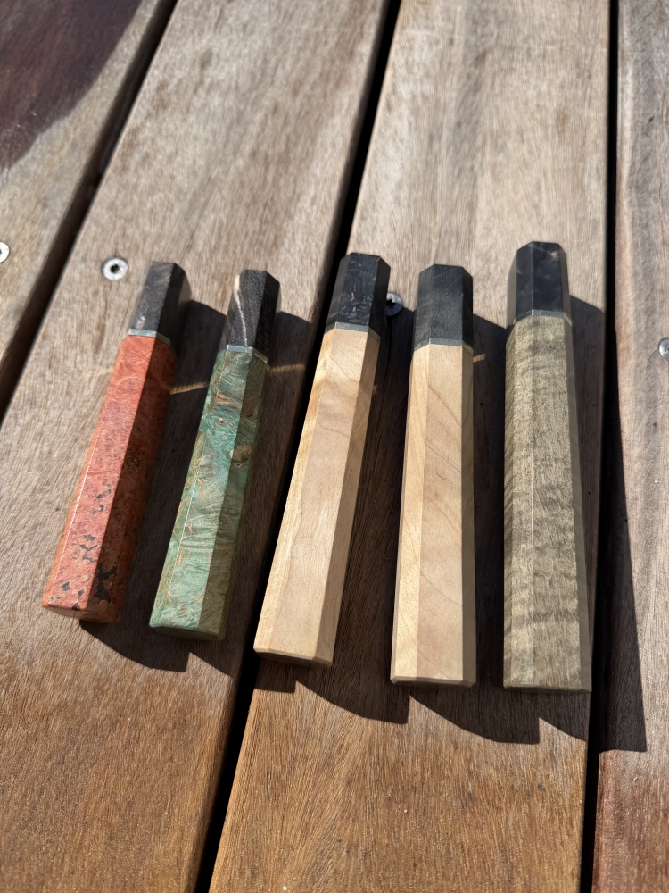 Bundle of Maple wood resin handles S, M and L