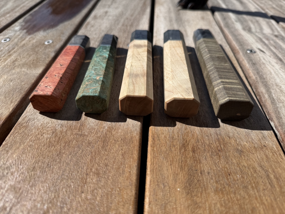 Bundle of Maple wood resin handles S, M and L