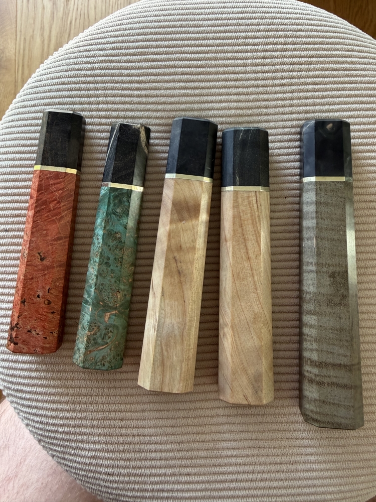 Bundle of Maple wood resin handles S, M and L