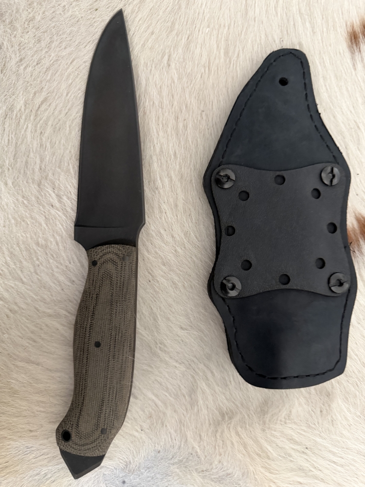 Winkler Knives Spike Knife Fixed Blade Black Canvas Laminate (5.25\" Caswell)