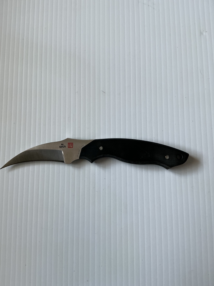 Al Mar Knives: BU2-2, Backup Model 2, Hawkbill Fixed Blade,Designed by Kirk Rexroar, Made in Japan, New in Box  #169 of 200…