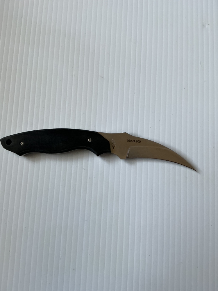 Al Mar Knives: BU2-2, Backup Model 2, Hawkbill Fixed Blade,Designed by Kirk Rexroar, Made in Japan, New in Box  #169 of 200…