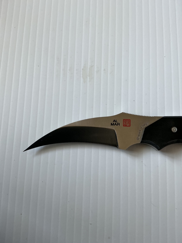 Al Mar Knives: BU2-2, Backup Model 2, Hawkbill Fixed Blade,Designed by Kirk Rexroar, Made in Japan, New in Box  #169 of 200…