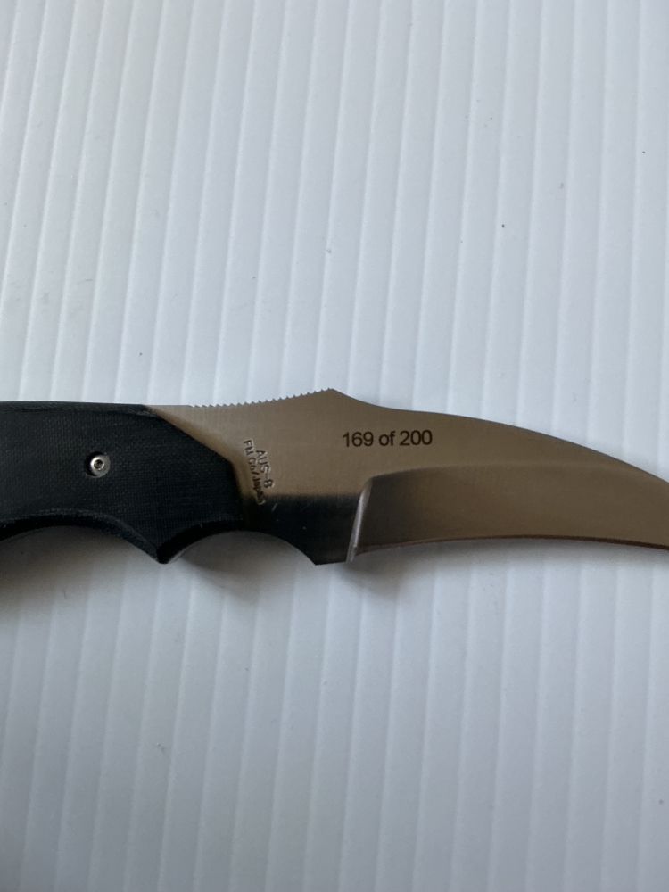 Al Mar Knives: BU2-2, Backup Model 2, Hawkbill Fixed Blade,Designed by Kirk Rexroar, Made in Japan, New in Box  #169 of 200…