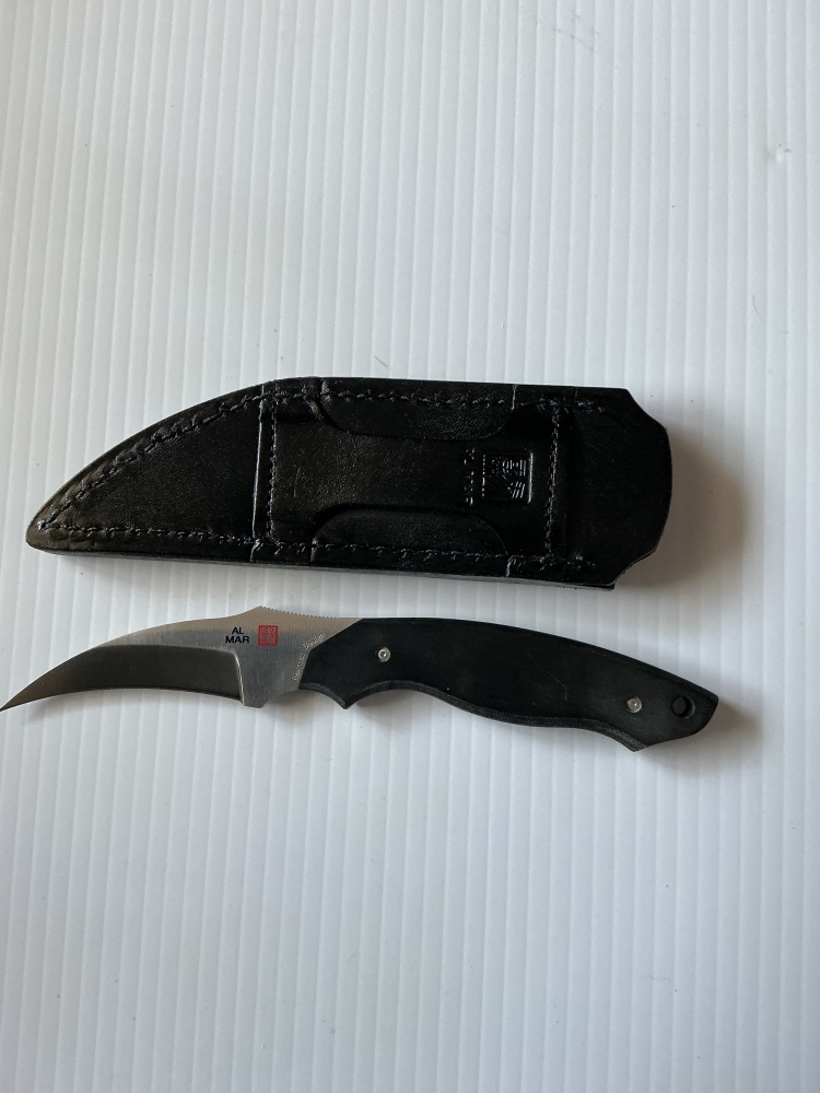 Al Mar Knives: BU2-2, Backup Model 2, Hawkbill Fixed Blade,Designed by Kirk Rexroar, Made in Japan, New in Box  #169 of 200…