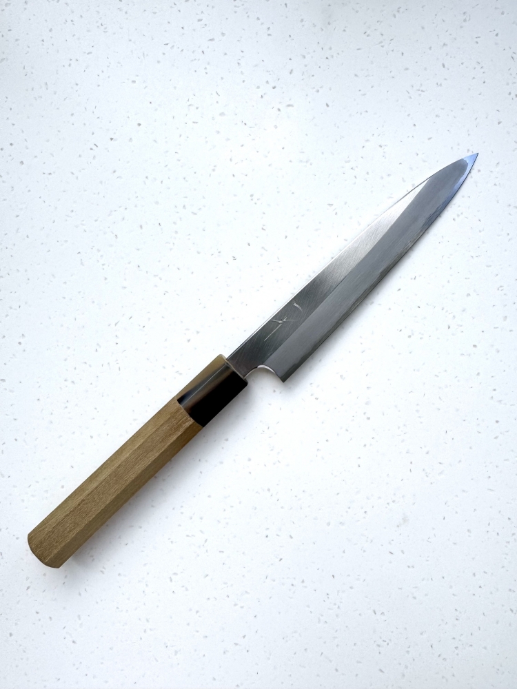 Hitohira Togashi White #1 Stainless Clad Migaki Petty 165mm
