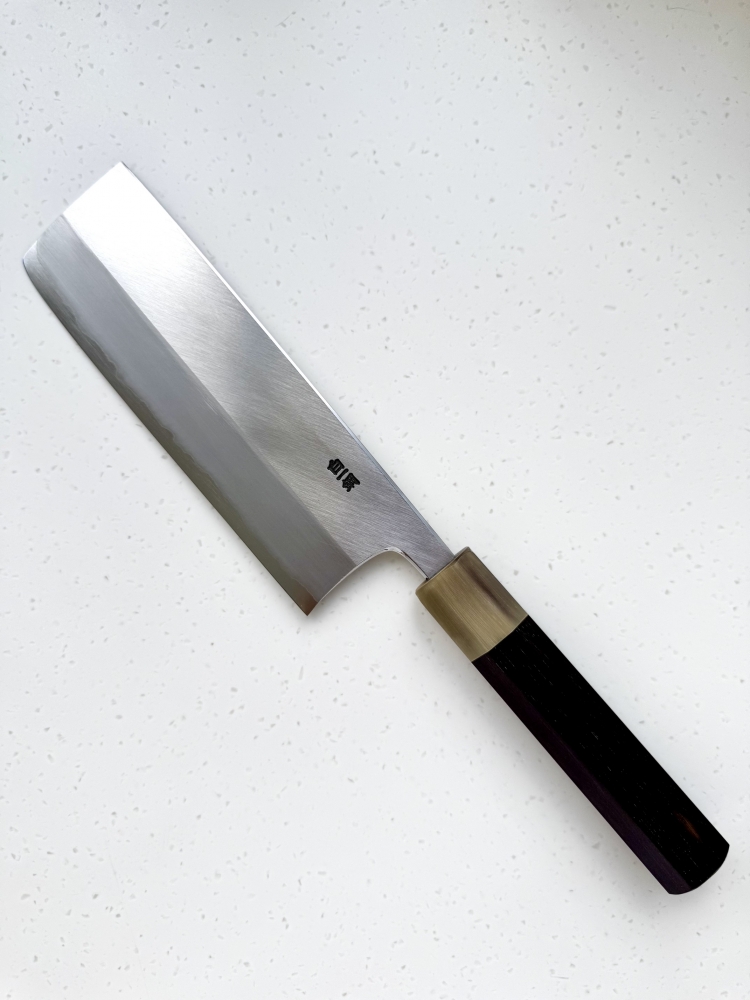 Hitohira Togashi White #1 Stainless Clad Migaki Nakiri 180mm