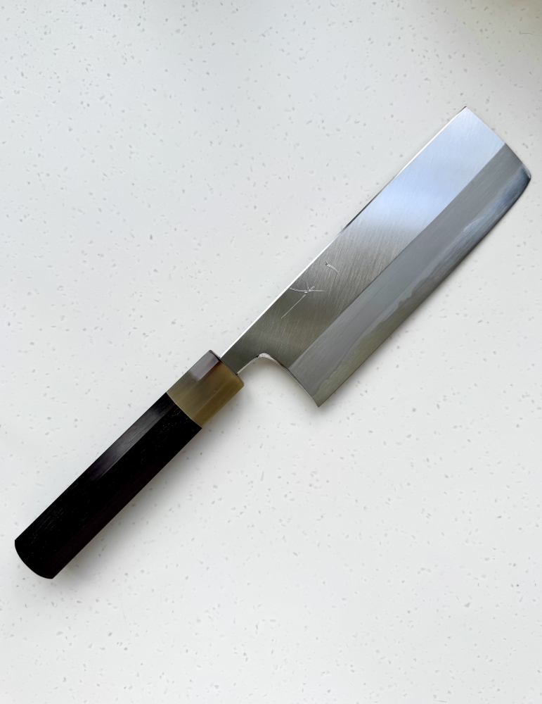 Hitohira Togashi White #1 Stainless Clad Migaki Nakiri 180mm