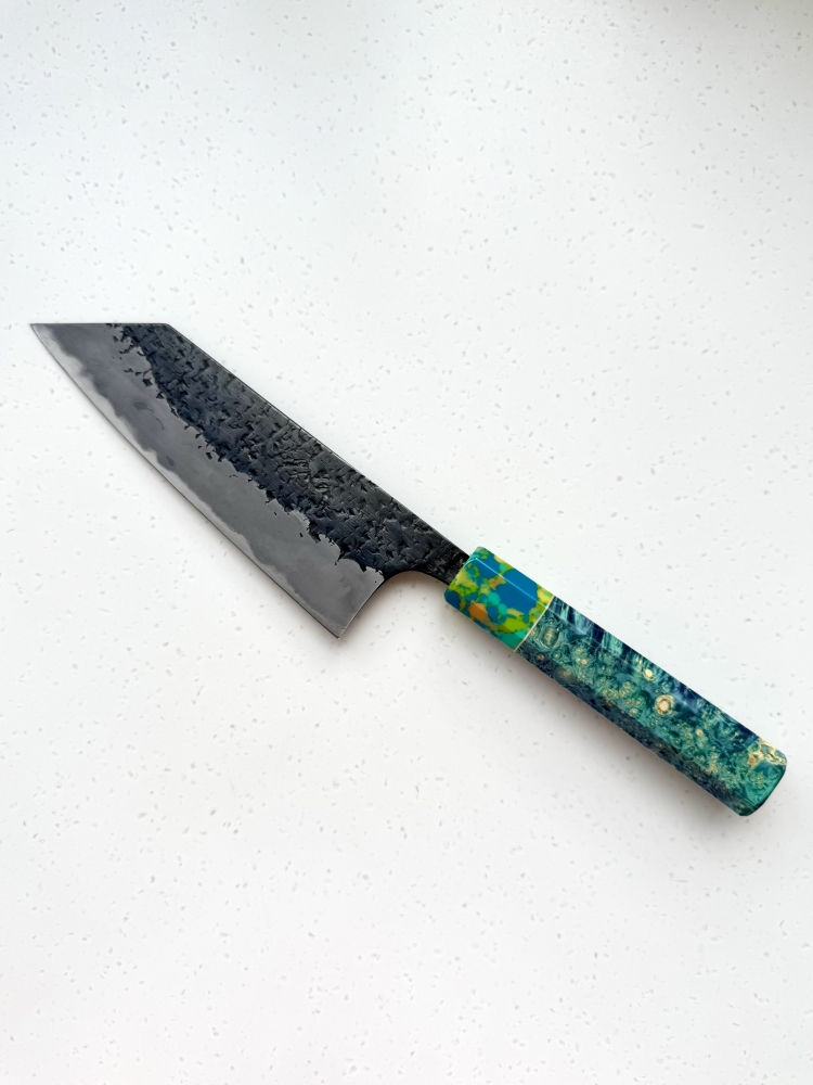 Manaka Hamono Kisuke Blue #1 Kurouchi Tsuchime Bunka 165mm