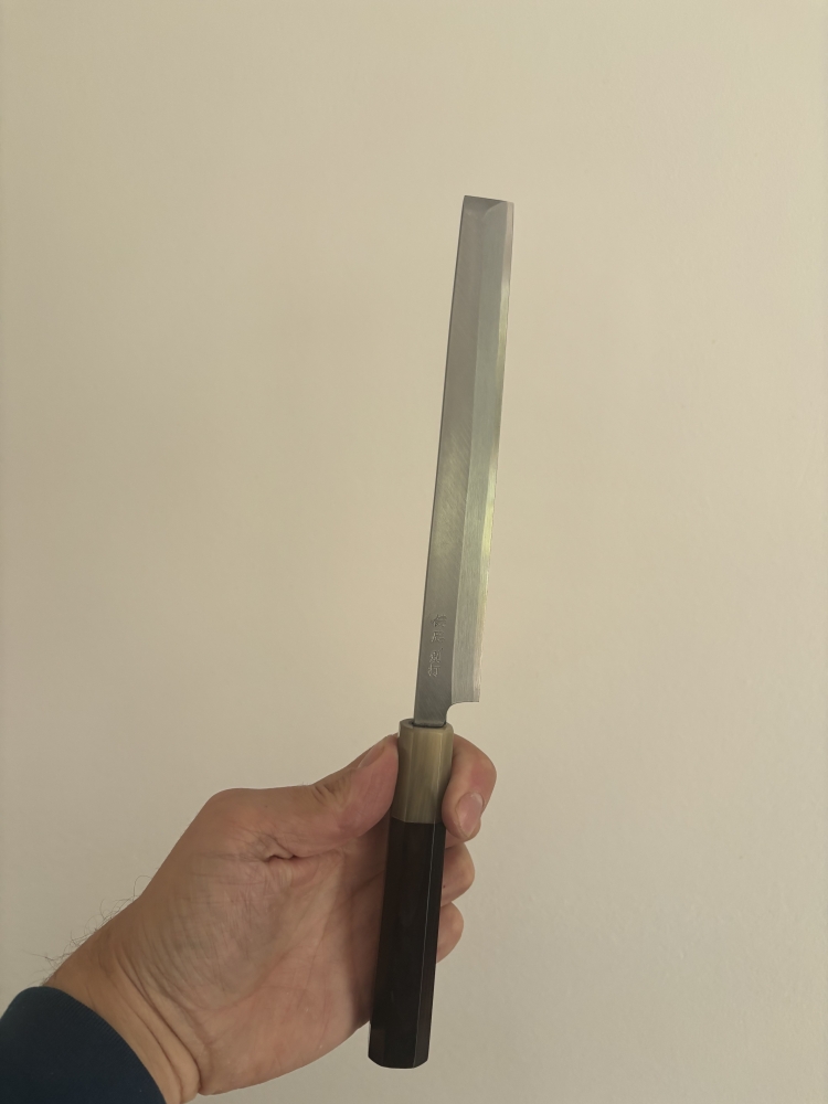 Takobiki Carbon with ebony white horn handle