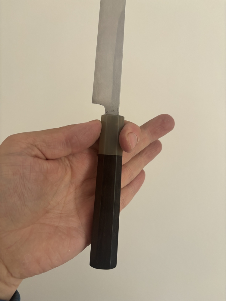 Takobiki Carbon with ebony white horn handle